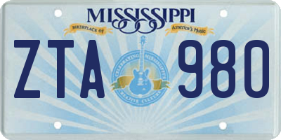 MS license plate ZTA980