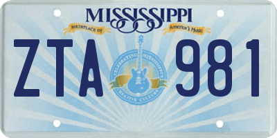 MS license plate ZTA981