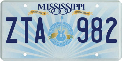 MS license plate ZTA982
