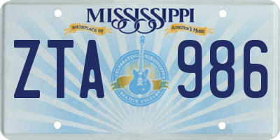 MS license plate ZTA986