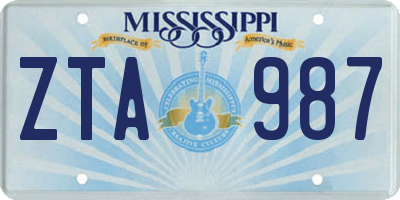 MS license plate ZTA987