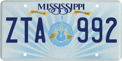 MS license plate ZTA992