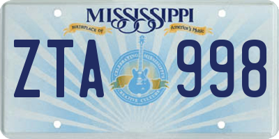 MS license plate ZTA998