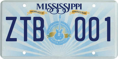 MS license plate ZTB001