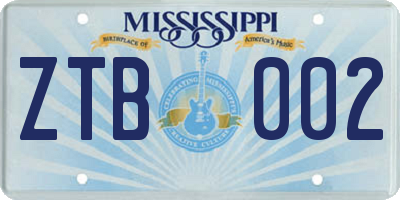 MS license plate ZTB002