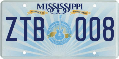 MS license plate ZTB008