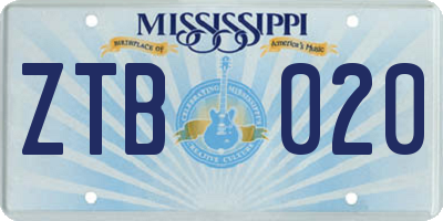 MS license plate ZTB020
