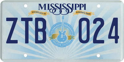 MS license plate ZTB024