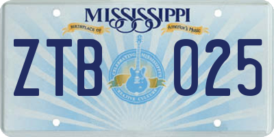MS license plate ZTB025
