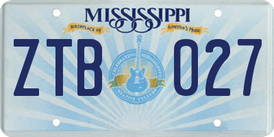 MS license plate ZTB027
