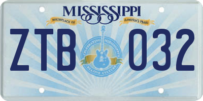 MS license plate ZTB032
