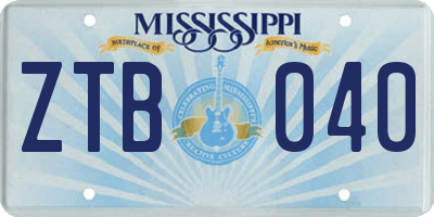 MS license plate ZTB040