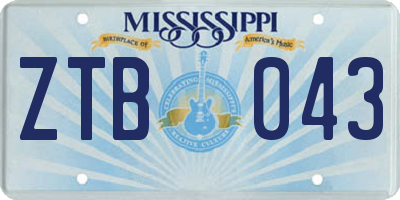 MS license plate ZTB043