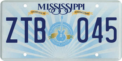 MS license plate ZTB045