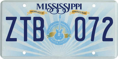 MS license plate ZTB072