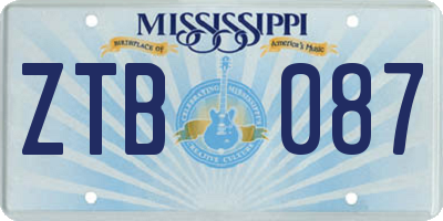 MS license plate ZTB087