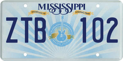 MS license plate ZTB102