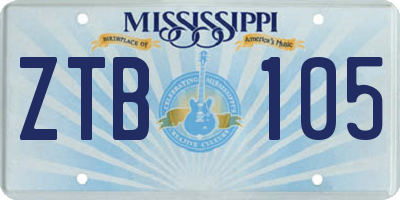 MS license plate ZTB105
