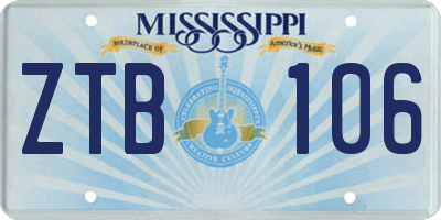 MS license plate ZTB106