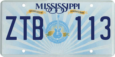 MS license plate ZTB113