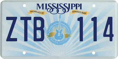 MS license plate ZTB114