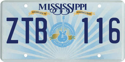 MS license plate ZTB116