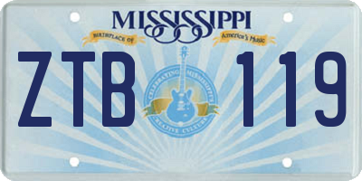 MS license plate ZTB119