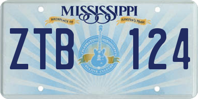 MS license plate ZTB124