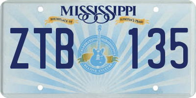 MS license plate ZTB135