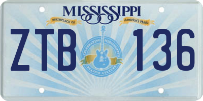 MS license plate ZTB136
