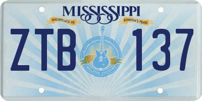 MS license plate ZTB137