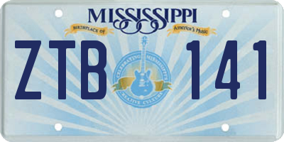 MS license plate ZTB141