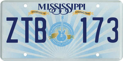 MS license plate ZTB173