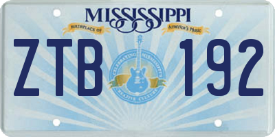 MS license plate ZTB192