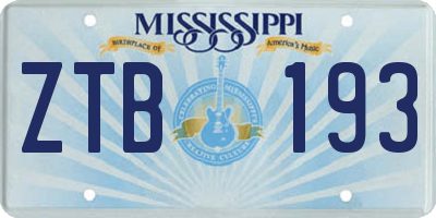 MS license plate ZTB193