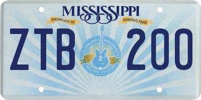 MS license plate ZTB200