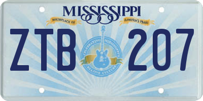 MS license plate ZTB207