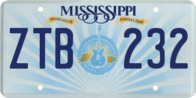 MS license plate ZTB232
