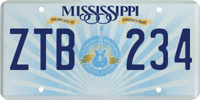 MS license plate ZTB234