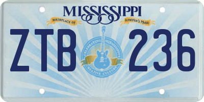 MS license plate ZTB236