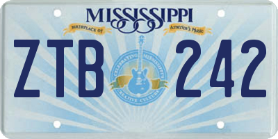 MS license plate ZTB242