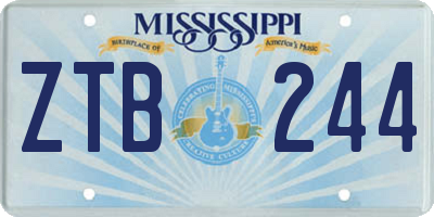 MS license plate ZTB244