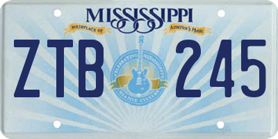 MS license plate ZTB245