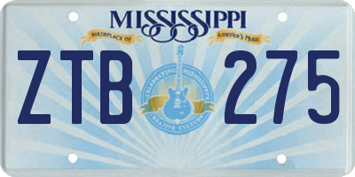 MS license plate ZTB275