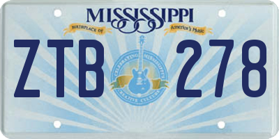 MS license plate ZTB278