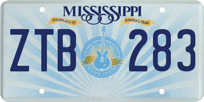 MS license plate ZTB283