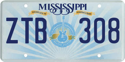 MS license plate ZTB308