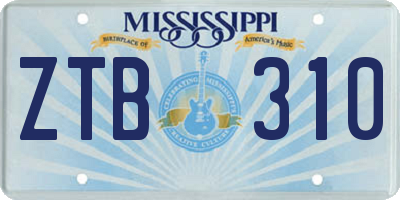 MS license plate ZTB310