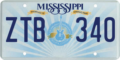 MS license plate ZTB340