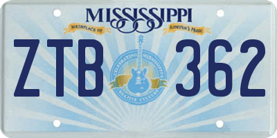 MS license plate ZTB362